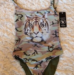 NWT Wildfox Tiger Camo Kenny One Piece Swim Suit